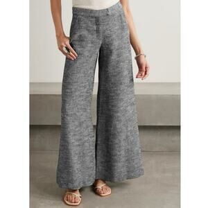 NEW Lisa Marie Fernandez Size 3 US 8 Slub Woven Wide Leg Pants Linen Grey USA